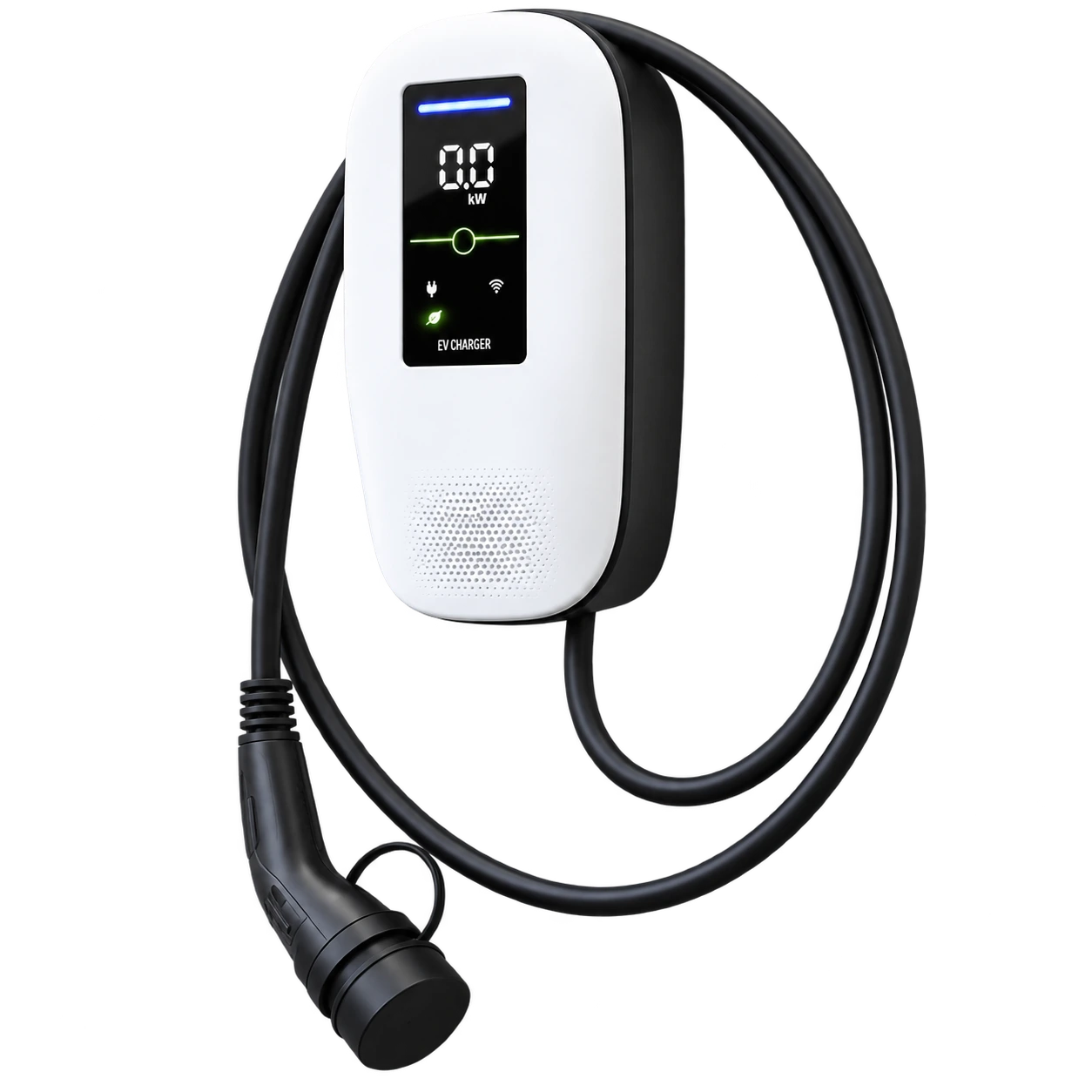 Cargador de coche eléctrico con cable enrollado